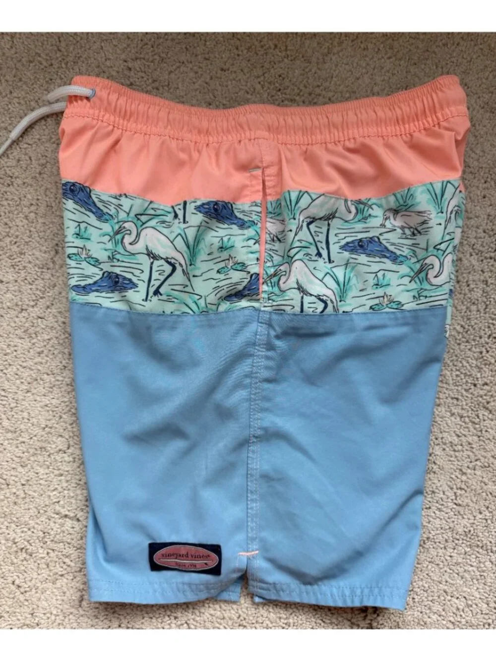 Vineyard Vines Boys Swim Shorts Size 16 Lined Trunks Blue / Peach